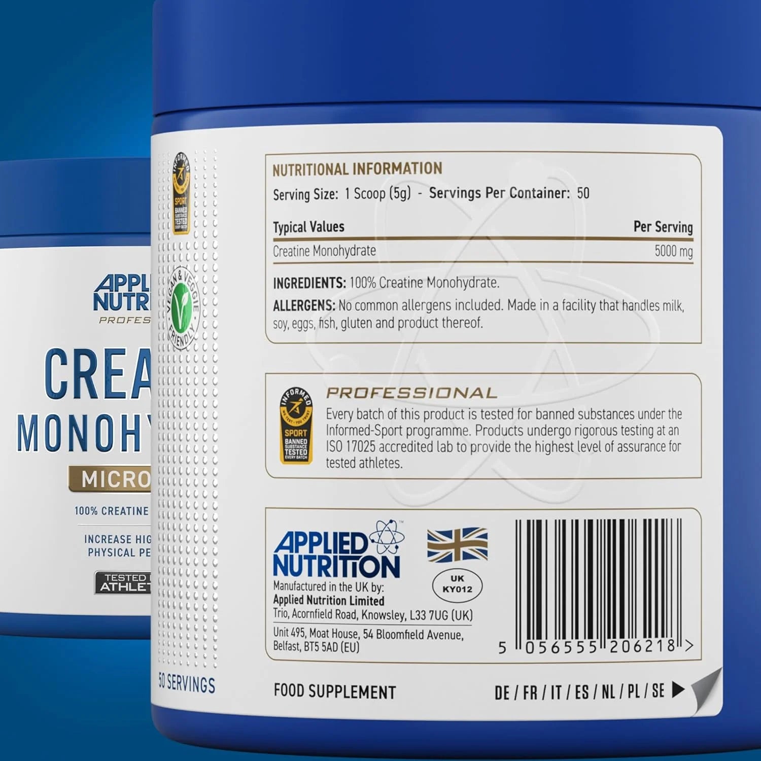 Applied Nutrition Creatine Monohydrate Unflavoured 250g